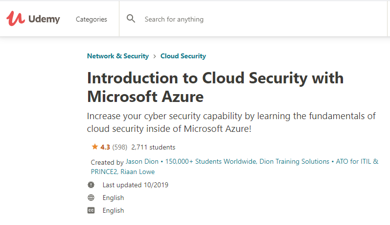Cloud Security with Microsoft Azure-course