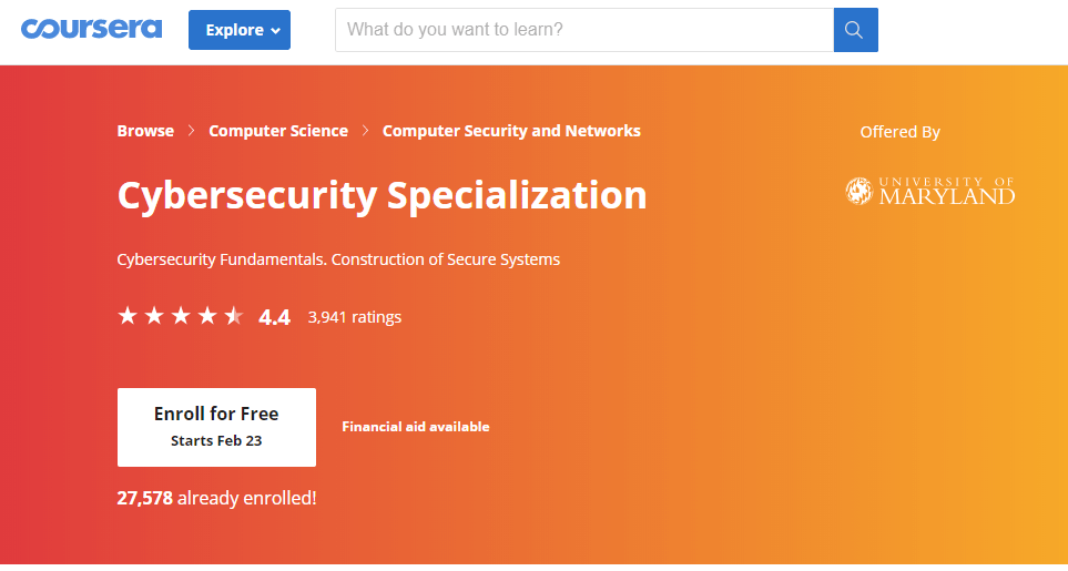 Cybersecurity Specialization - Course