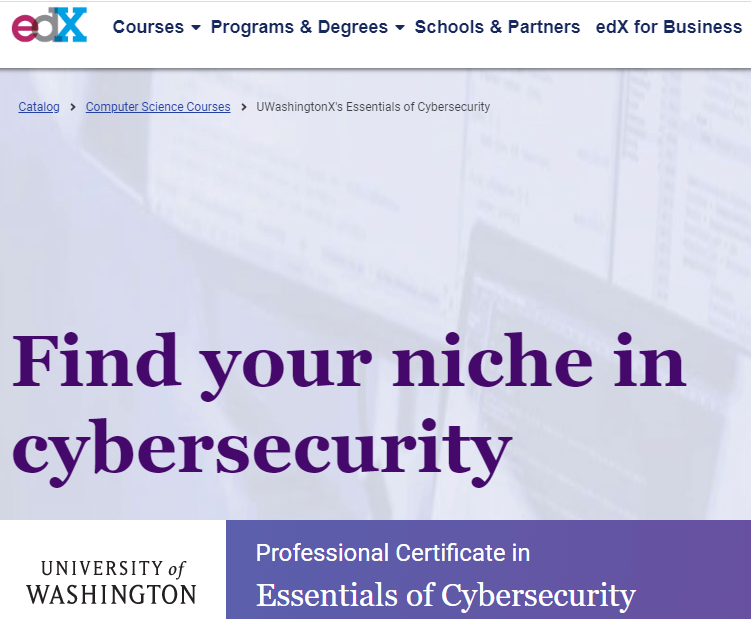 Essentials of Cybersecurity-course
